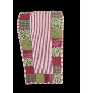 Handmade Christmas Patchwork Table Runner Quilted Holly/ 35 x 12"  Cotton Red